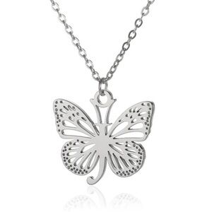 Letter J Initial Butterfly Necklace